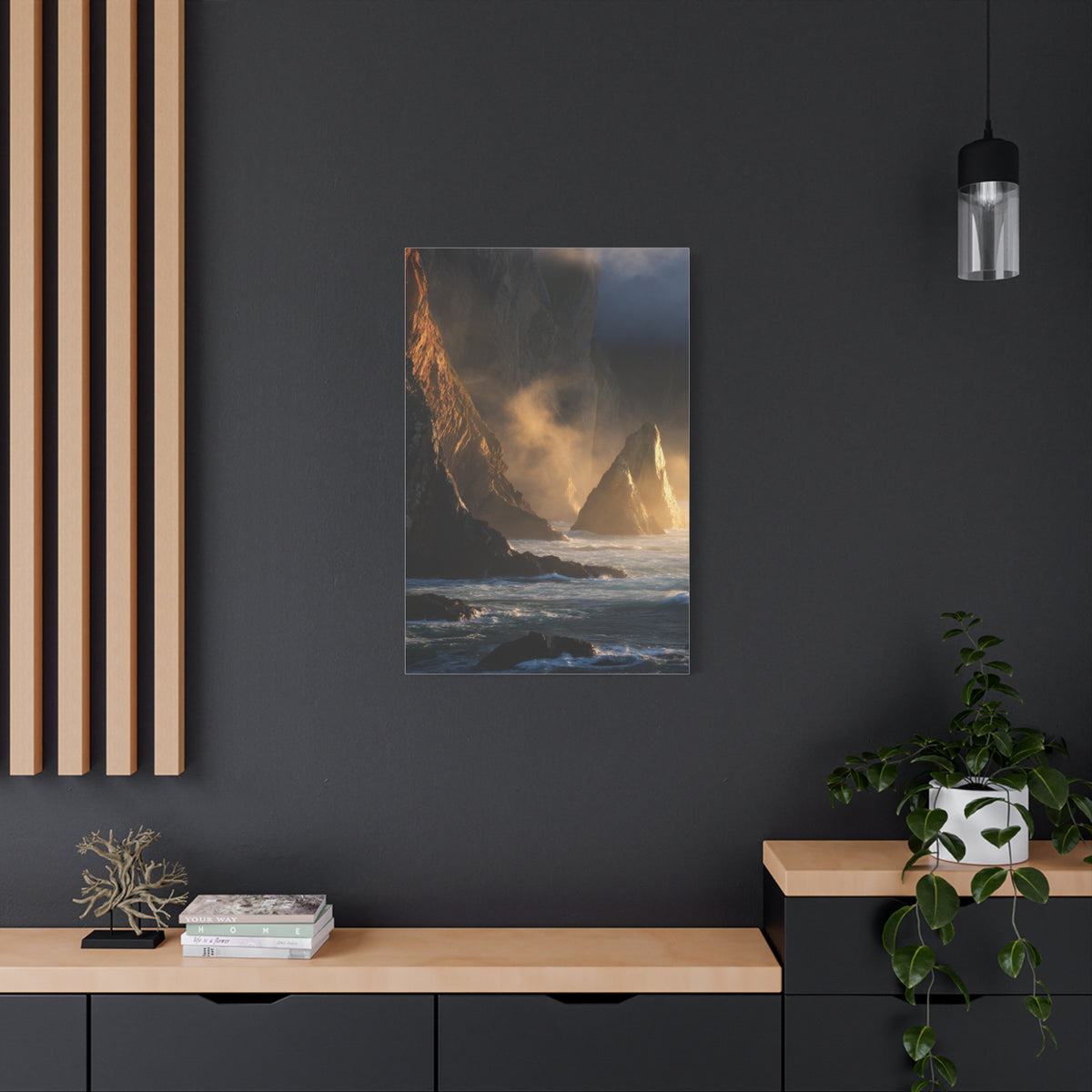 Dramatic Golden Light Coastal Cliffs Wall Art & Canvas Print