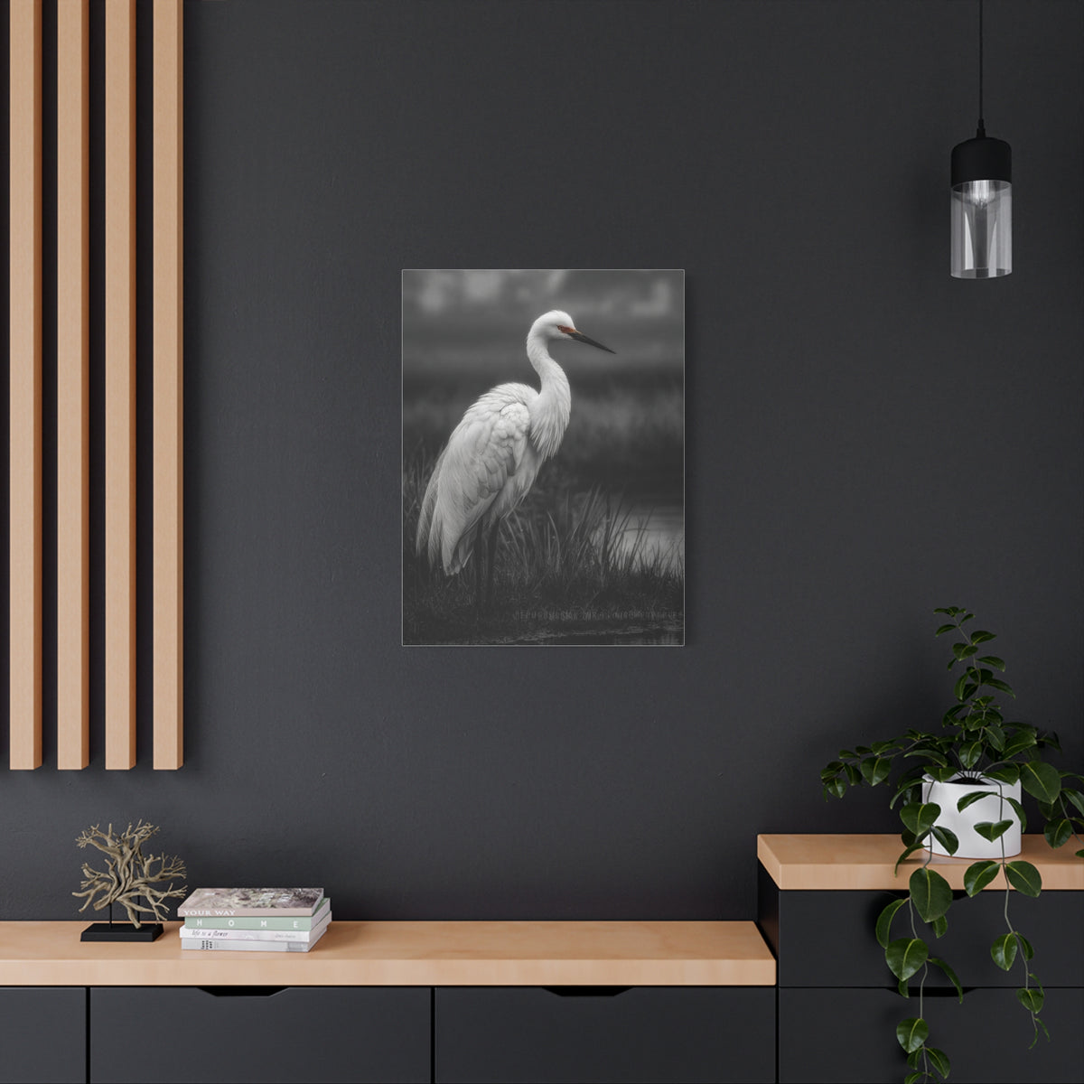 Light Grey Crane Mist Portrait Wall Art & Canvas Print