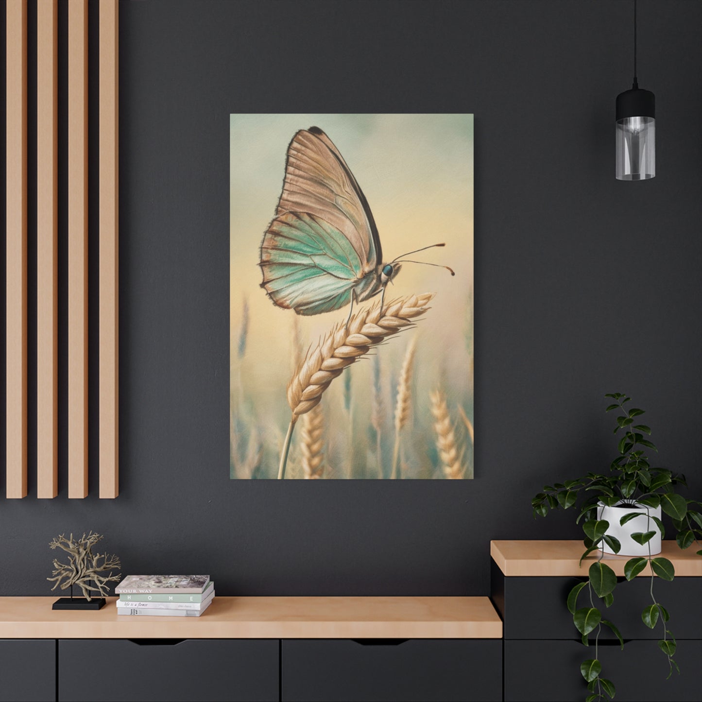 Butterfly on Wheat Crop Painting Wall Art & Canvas Prints