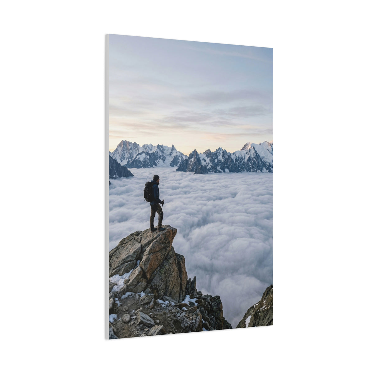High Altitude Cloud Sea & Hiker Wall Art & Canvas Print