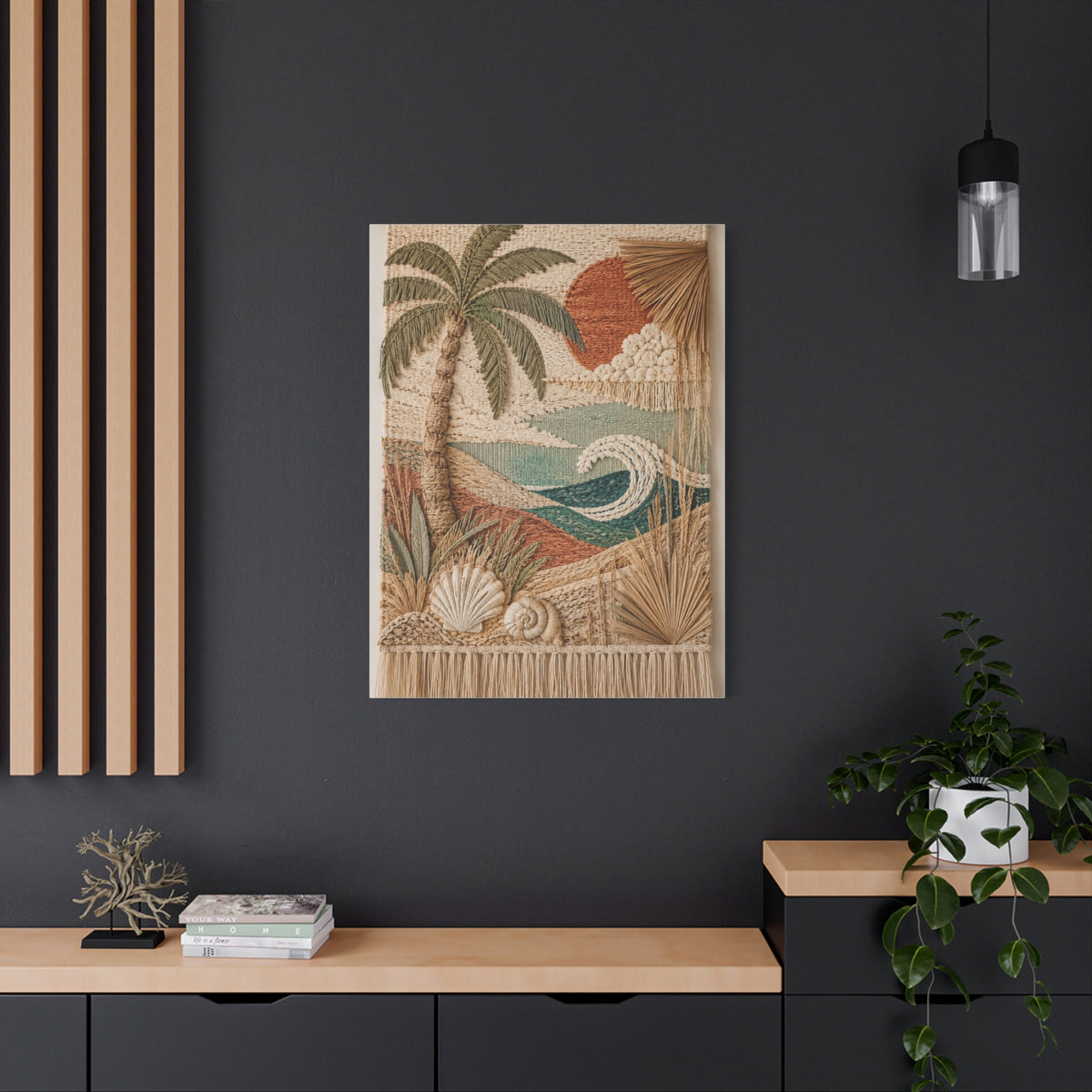 Bohemian Coastal Woven Tapestry Tropical Wall Art & Canvas Print