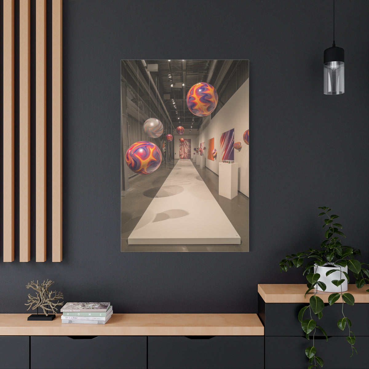 Floating Color Sphere Gallery Installation Wall Art & Canvas Print