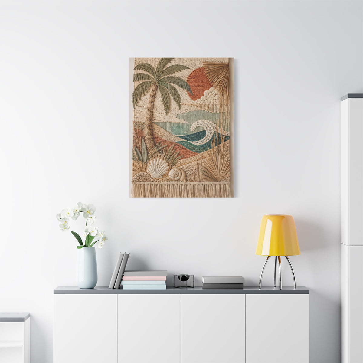Bohemian Coastal Woven Tapestry Tropical Wall Art & Canvas Print