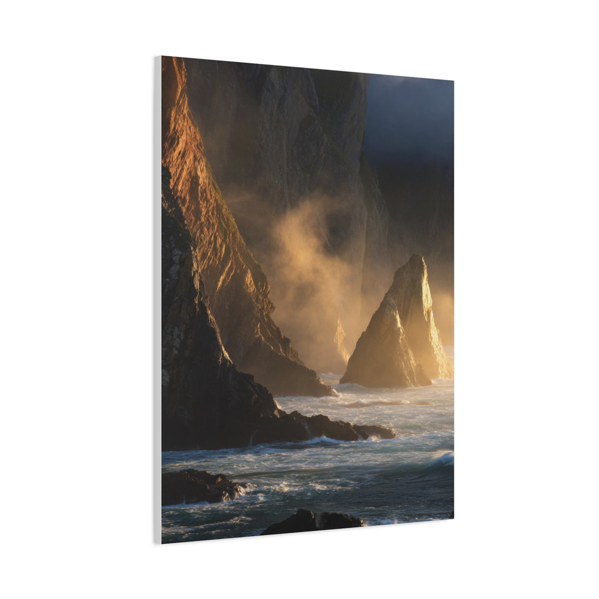 Dramatic Golden Light Coastal Cliffs Wall Art & Canvas Print