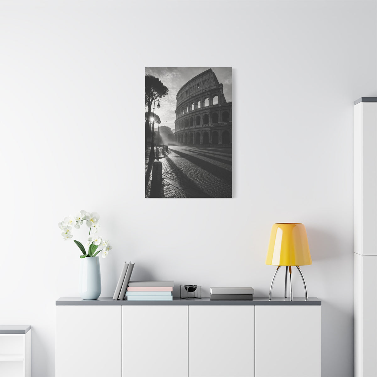 Colosseum Morning Light Monochrome Wall Art & Canvas Print