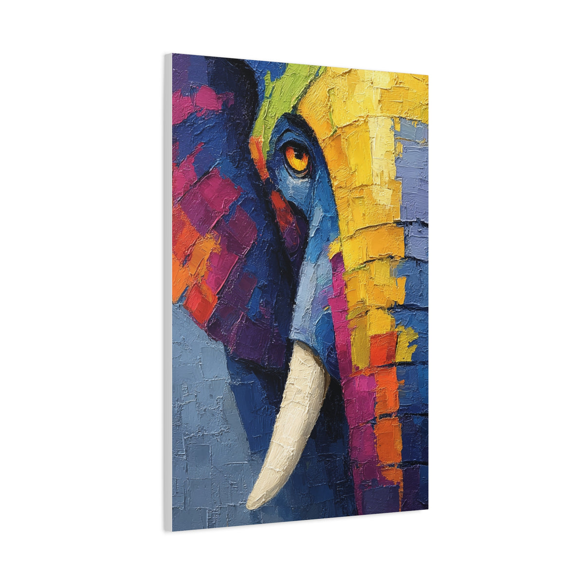 Abstract Color Elephant Impasto Wall Art & Canvas Print