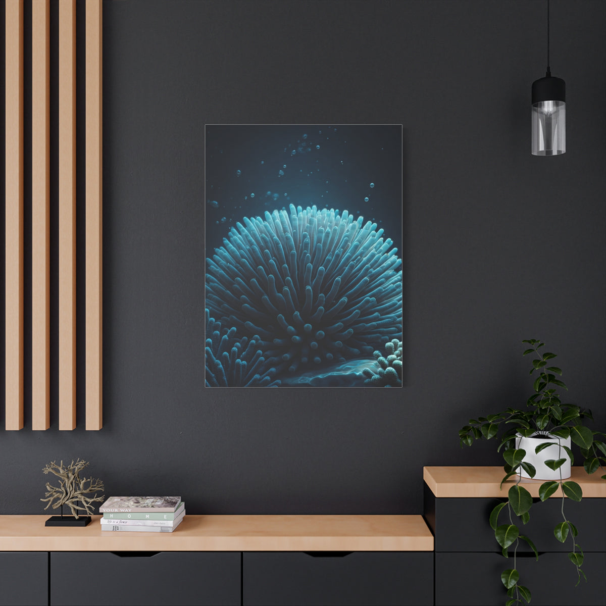 Coral Reef Glow in Deep Blue Ocean Wall Art & Canvas Prints