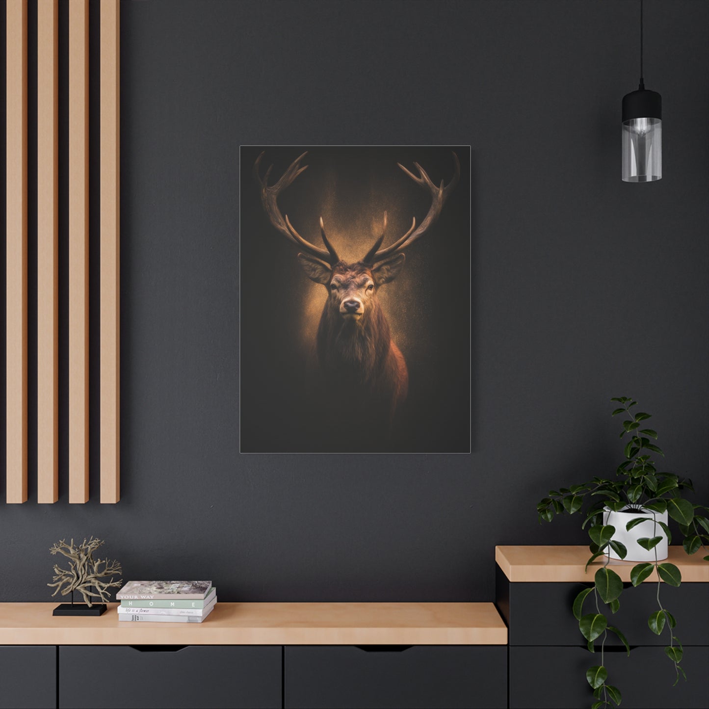Golden Halo Stag Portrait Wall Art & Canvas Print