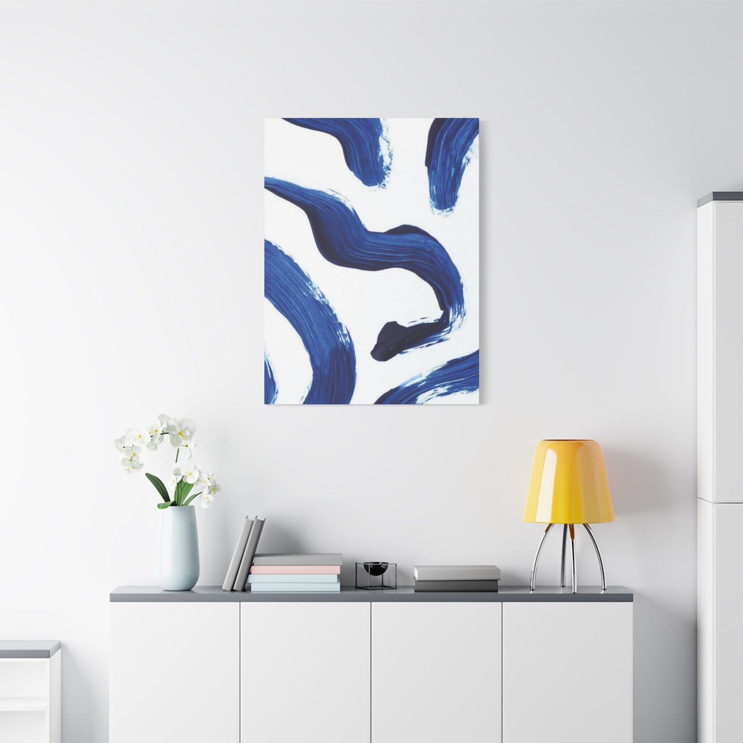 Navy Blue Paint Strokes Wall Art & Canvas Prints