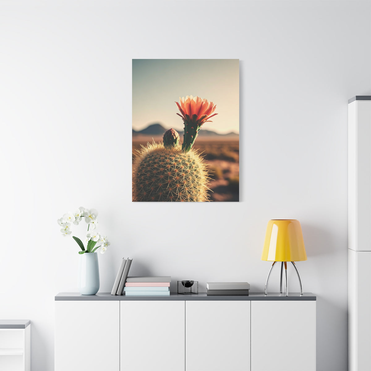 Golden Hour Desert Cactus Blossom Wall Art & Canvas Prints