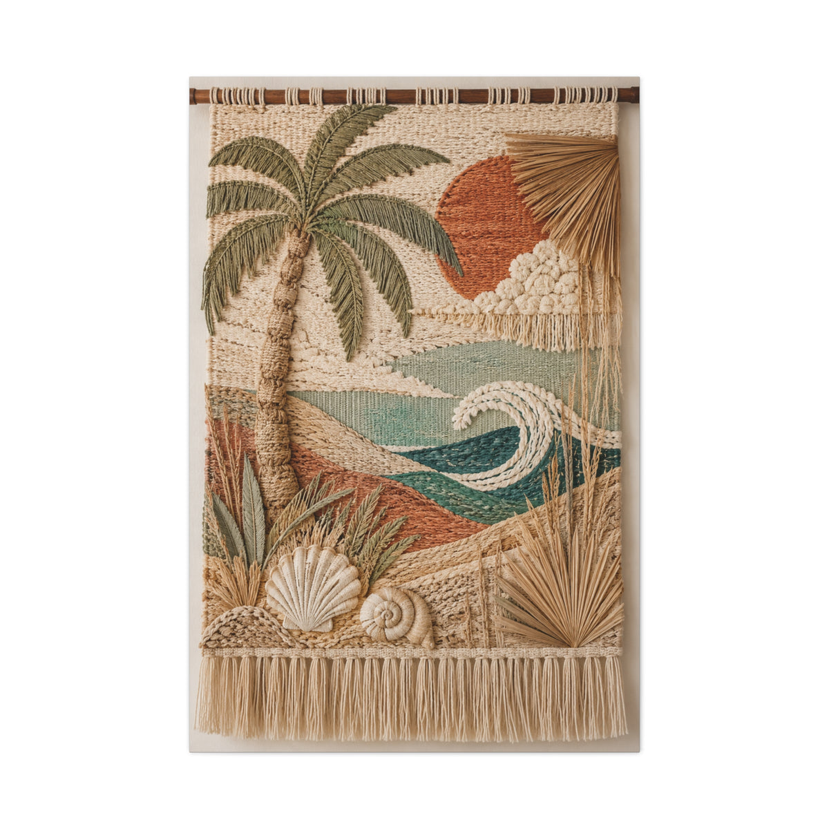 Bohemian Coastal Woven Tapestry Tropical Wall Art & Canvas Print