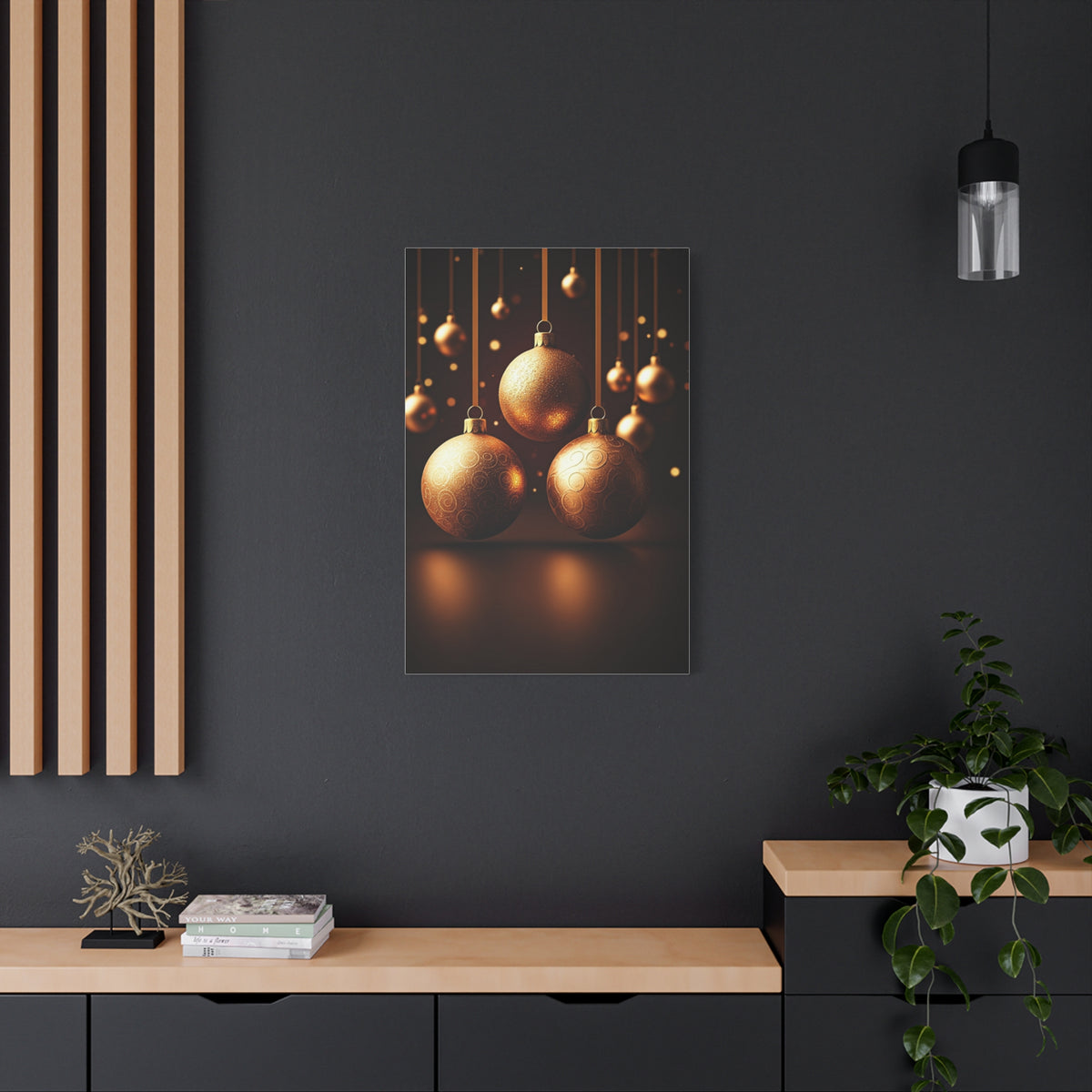 Golden Christmas Ornaments Elegance Wall Art & Canvas Print