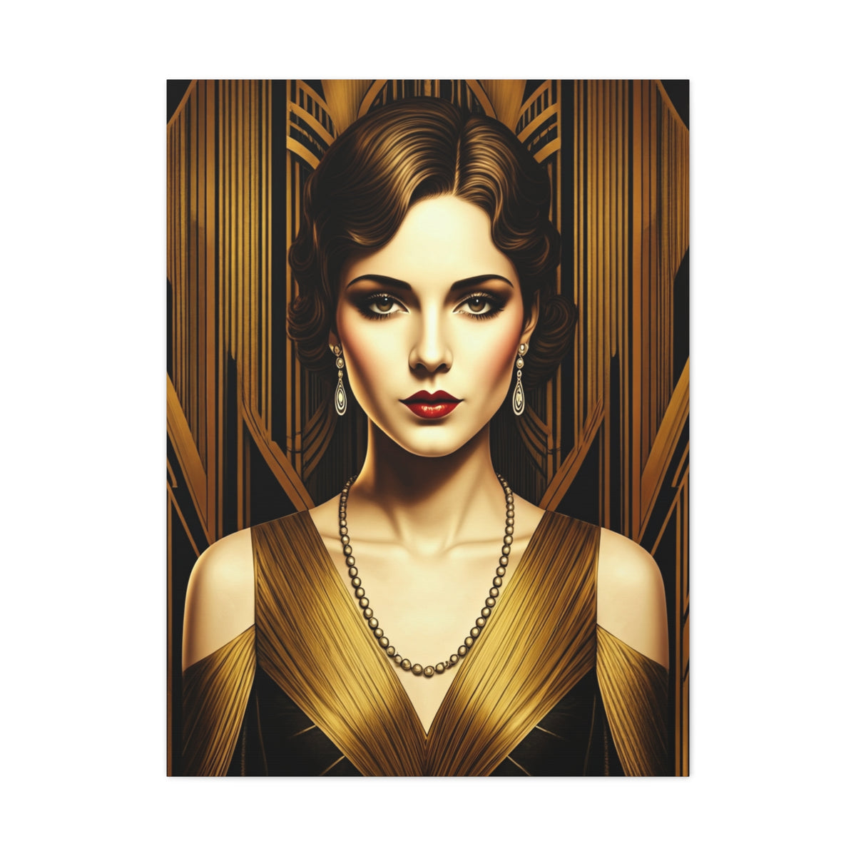 Golden Vintage Glamour Portrait Wall Art & Canvas Prints