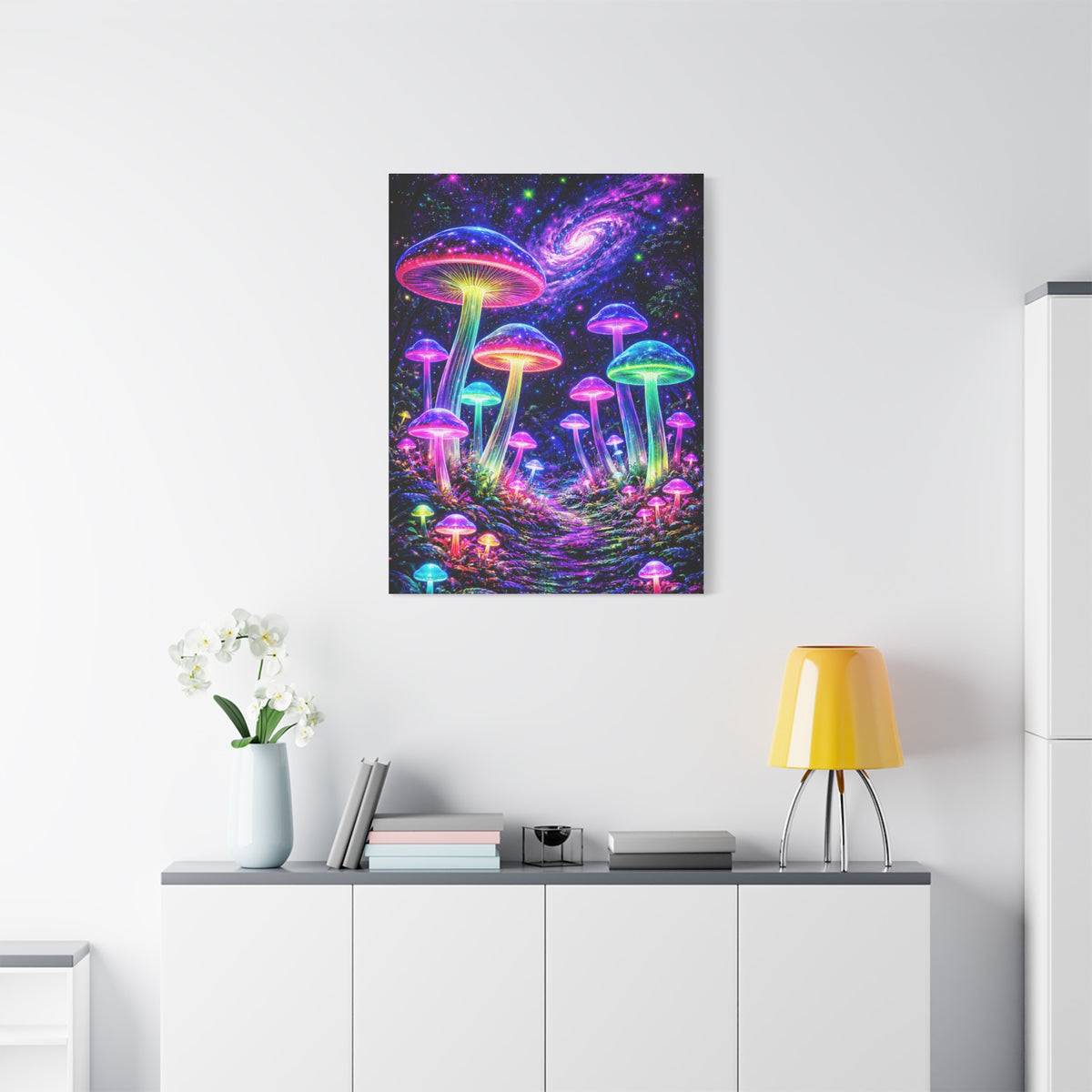 UV-Reactive Psychedelic Mushroom Forest Wall Art & Canvas Print