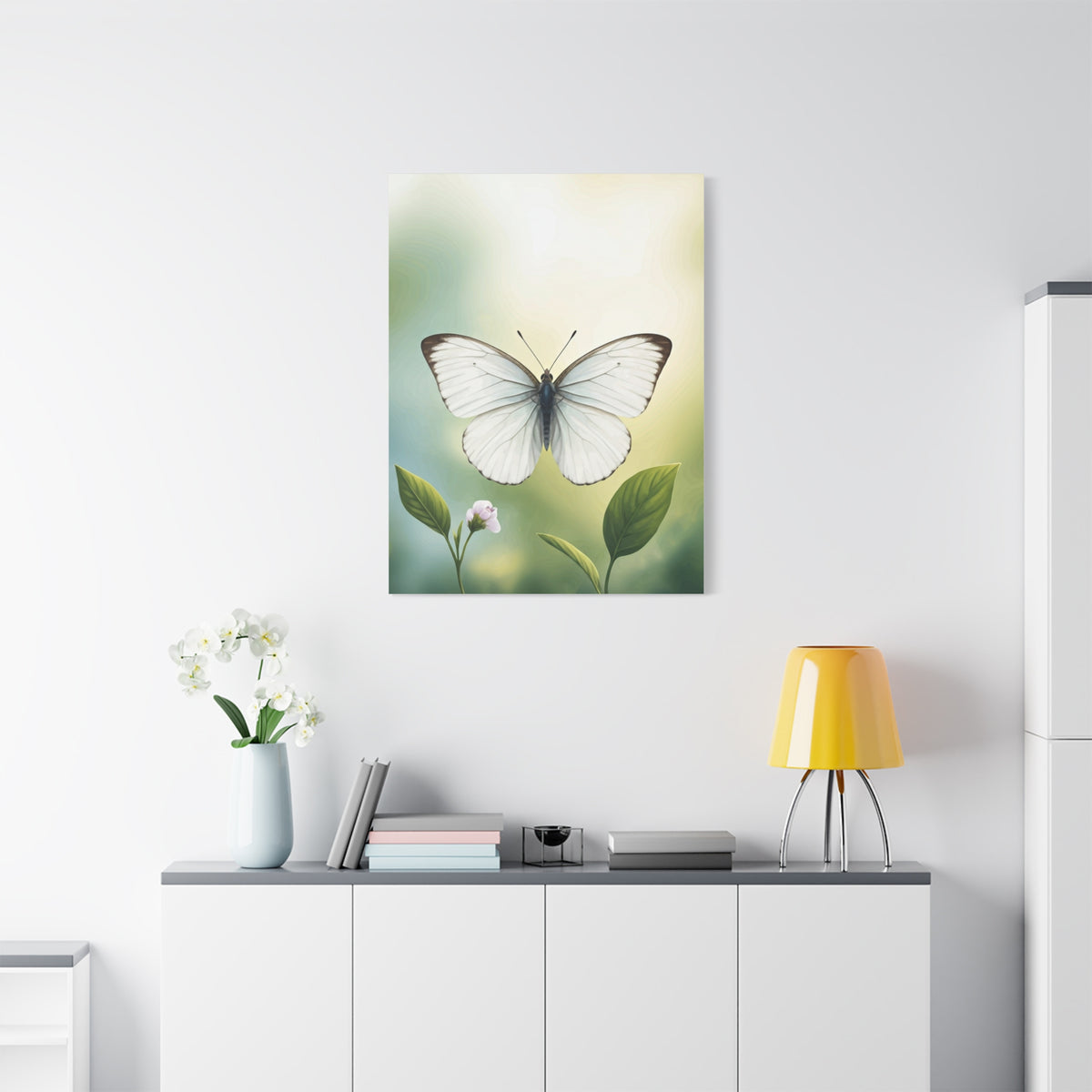 White Butterfly Botanical Serenity Wall Art & Canvas Prints