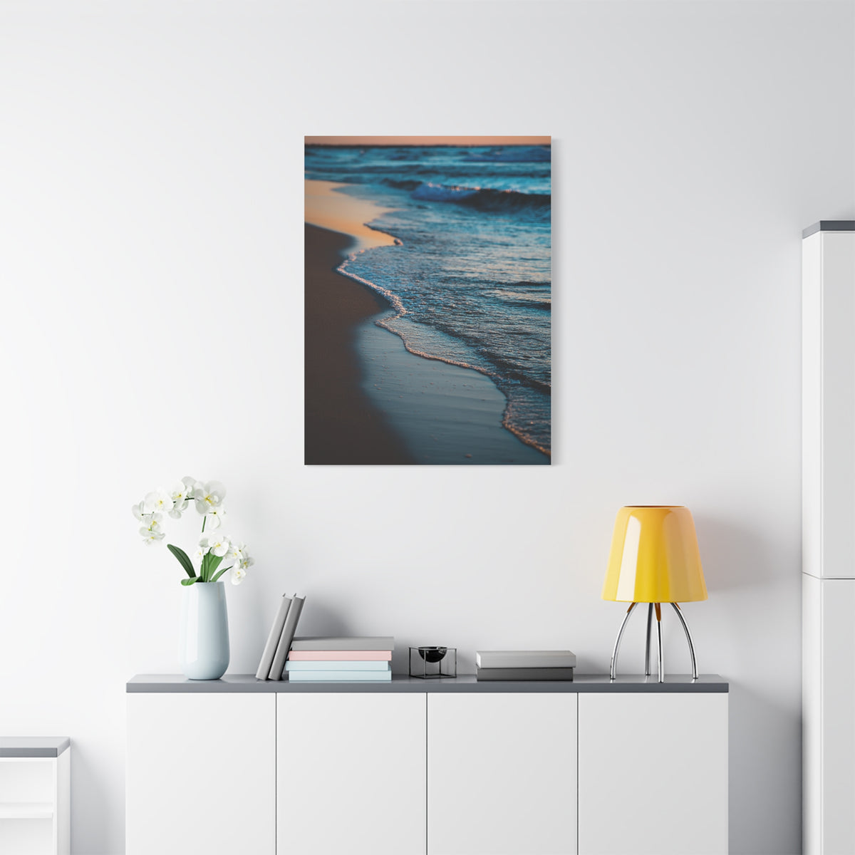 Gentle Sunset Waves on Quiet Shoreline Wall Art & Canvas Print