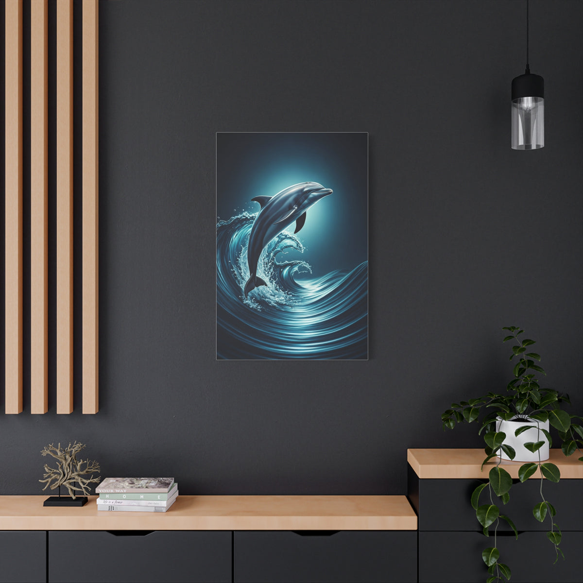 Dolphin Leaping Through Blue Ocean Waves Wall Art & Canvas Prints