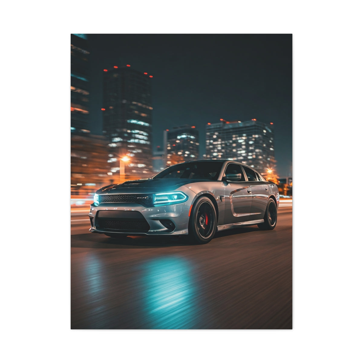 Dodge Charger Hellcat Downtown Night Streets Wall Art & Canvas Prints