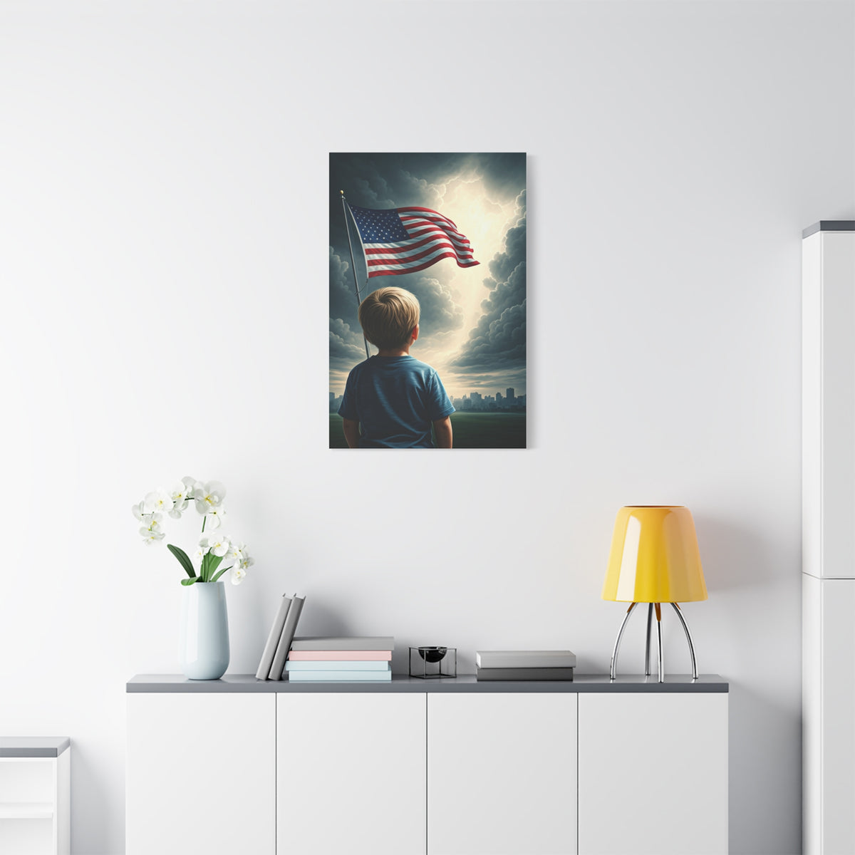 Child Watching the Flag of Tomorrow Wall Art & Canvas Prints