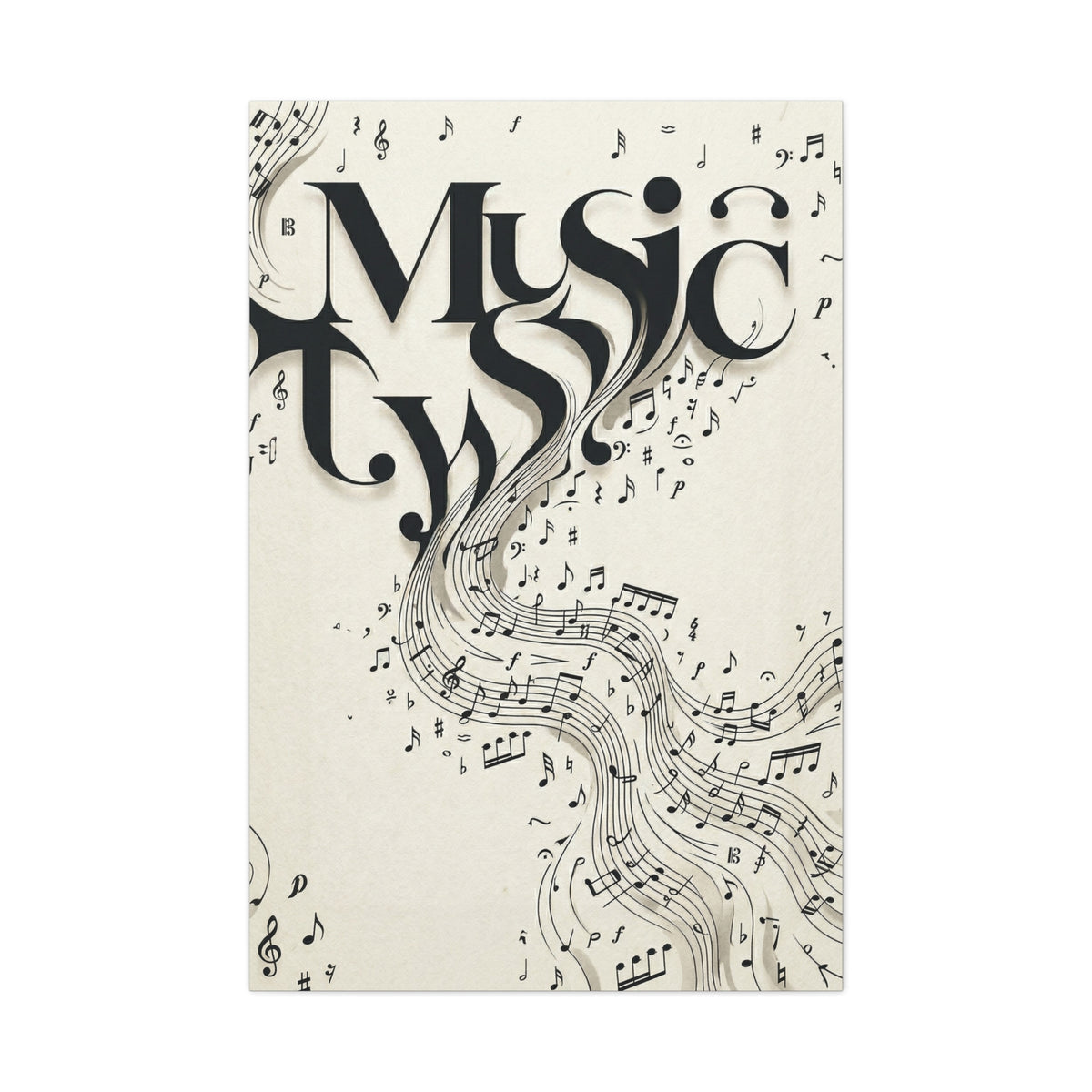 Flowing Typography Music Composition Wall Art & Canvas Print