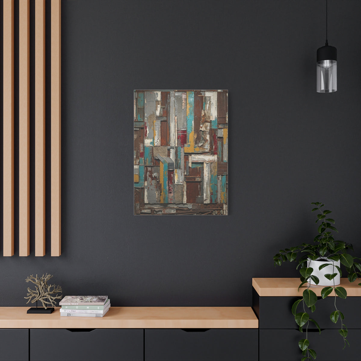 Mid-Century Modern Muted Geometric Color Block Wall Art & Canvas Print