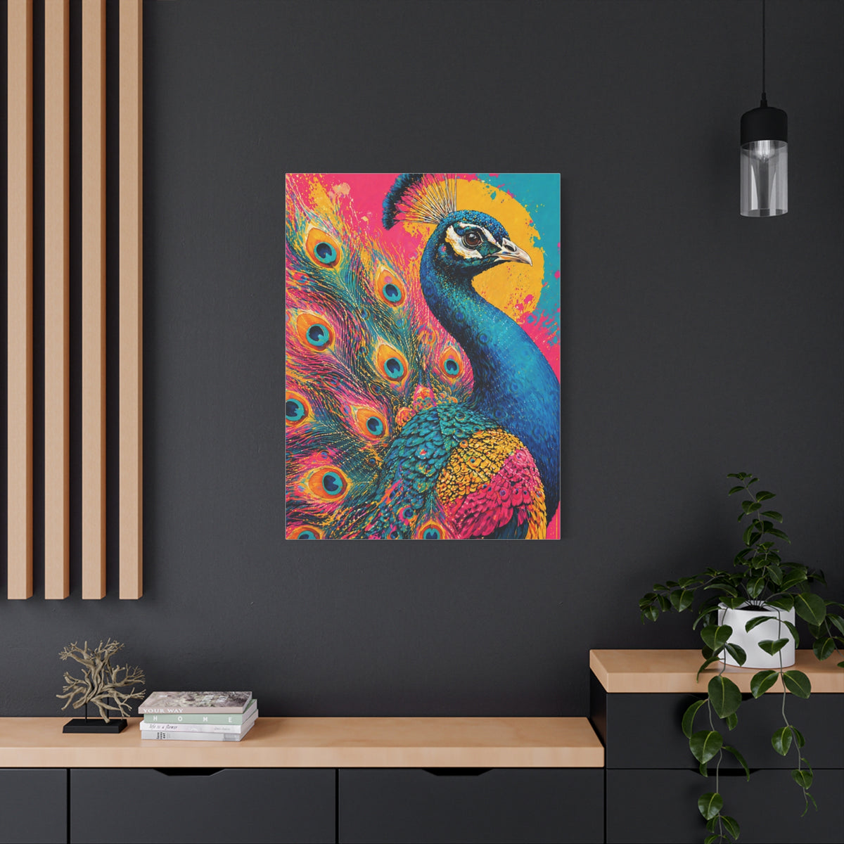 Vibrant Pop Art Peacock Statement Wall Art & Canvas Print