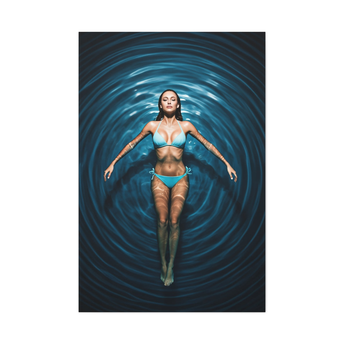 Floating Serenity in Deep Blue Pool Wall Art & Canvas Prints