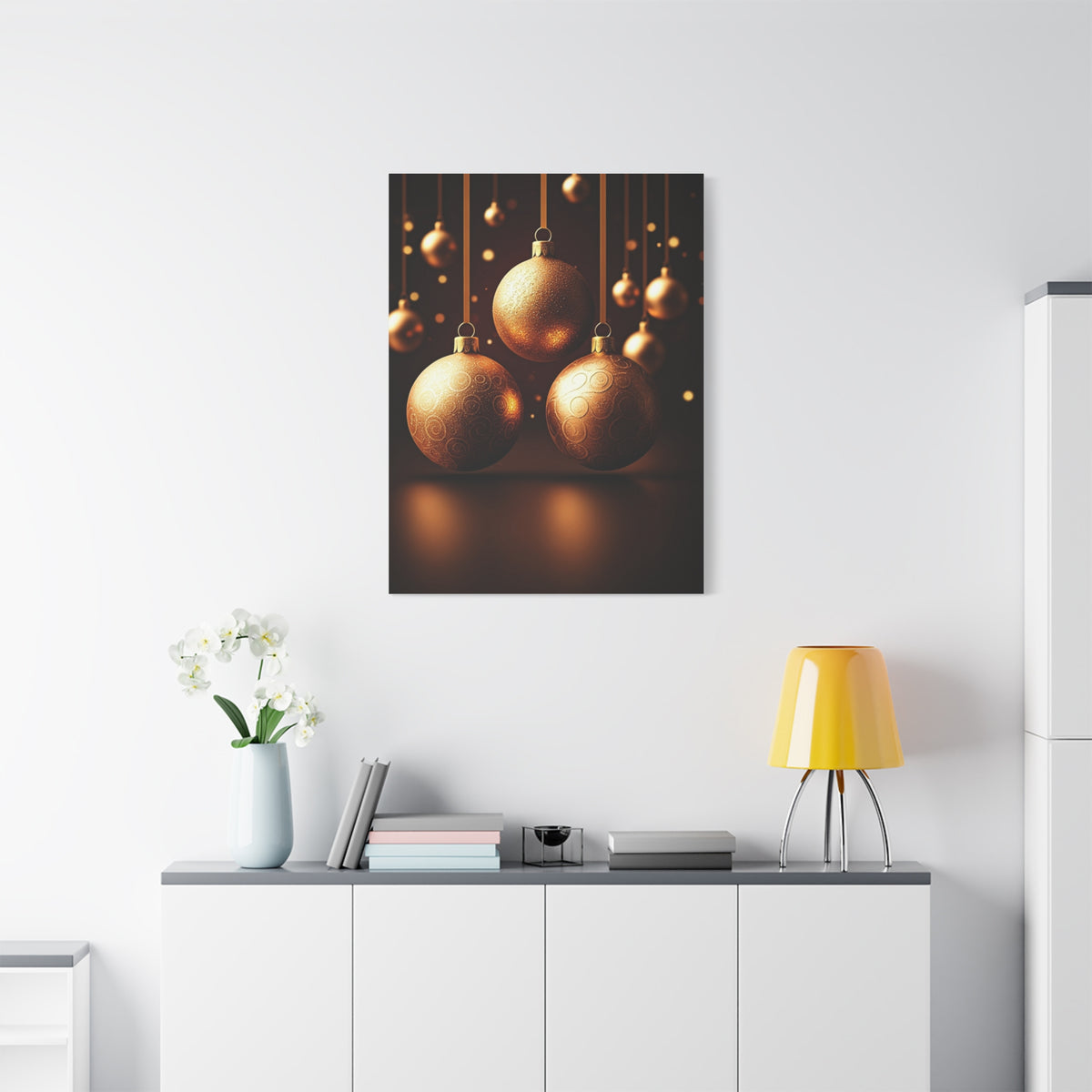 Golden Christmas Ornaments Elegance Wall Art & Canvas Print