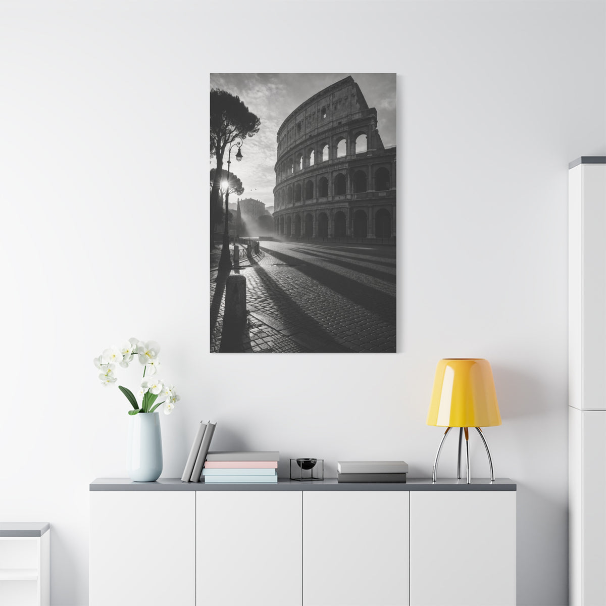 Colosseum Morning Light Monochrome Wall Art & Canvas Print
