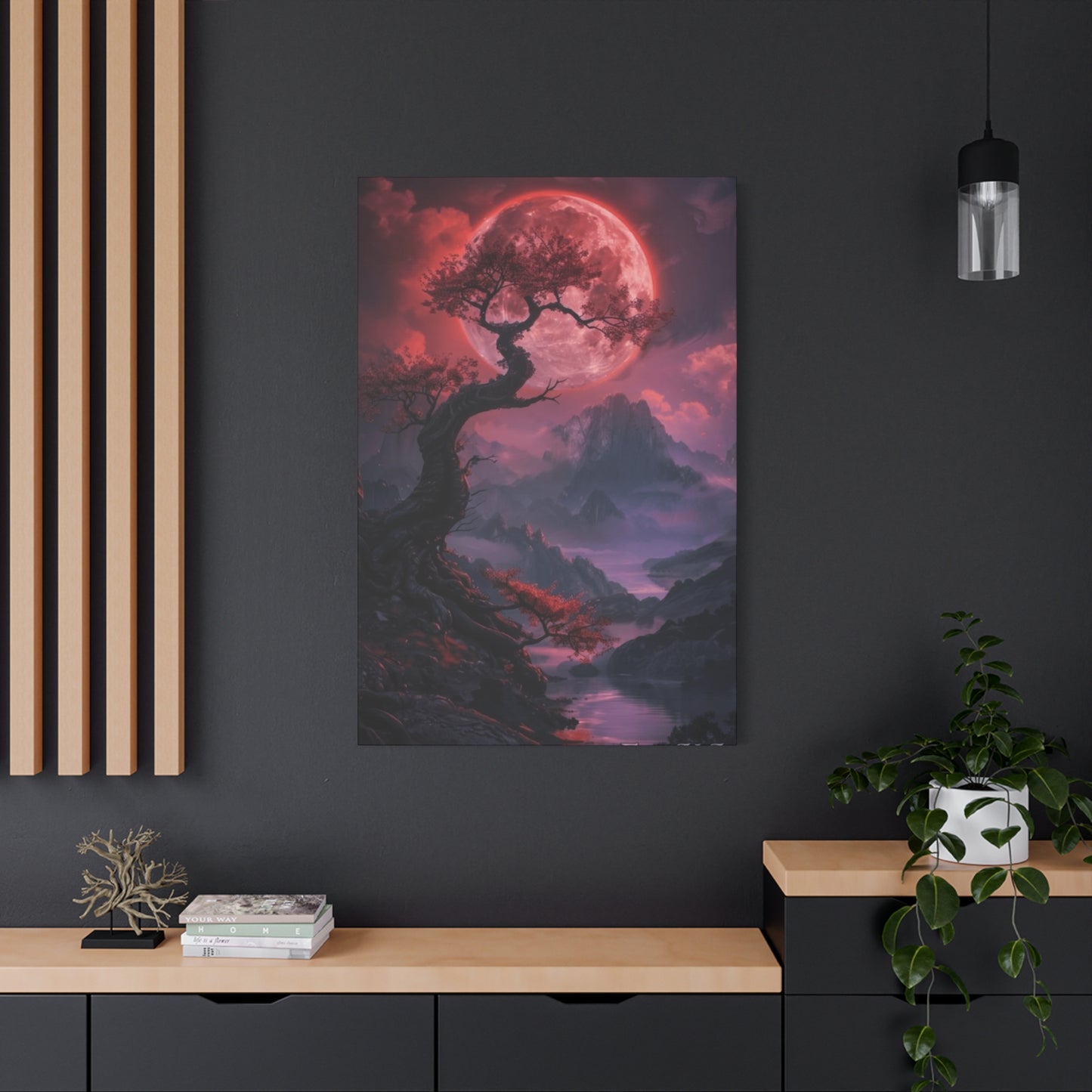 Red Moon and Tree Wall Art & Canvas Prints