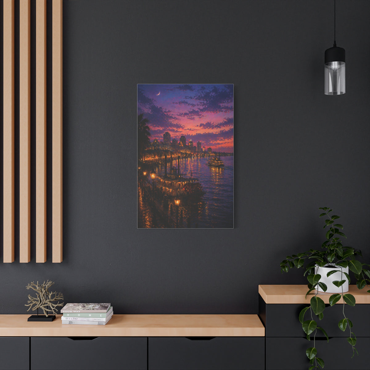 Mississippi River Twilight Cityscape Wall Art & Canvas Print
