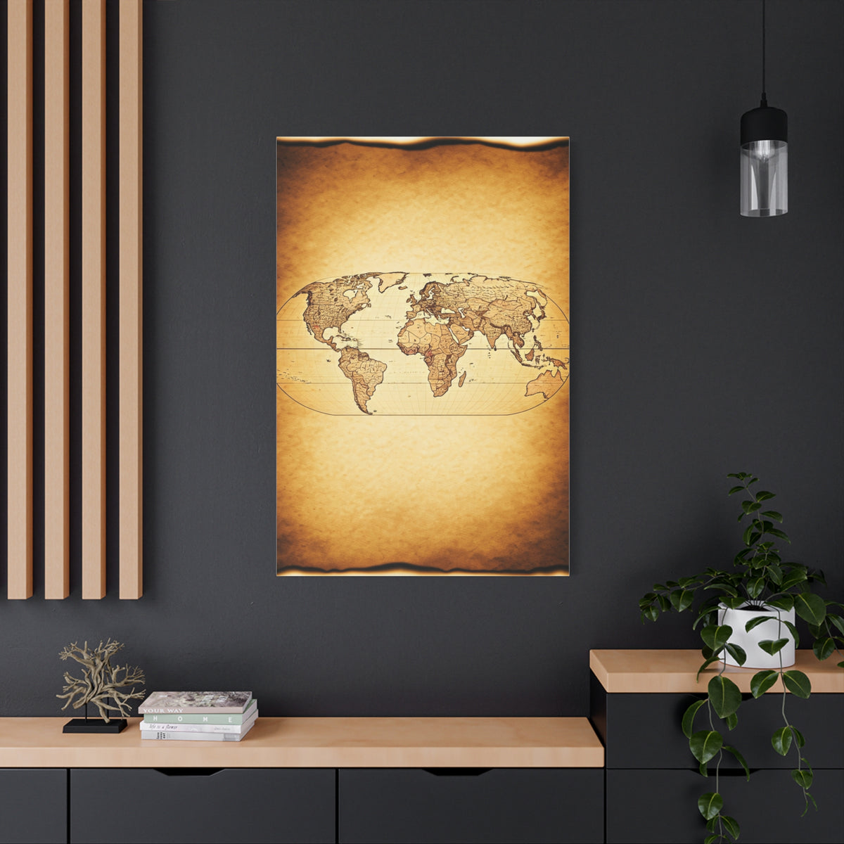 Modern Vintage Silhouette World Map Wall Art & Canvas Prints