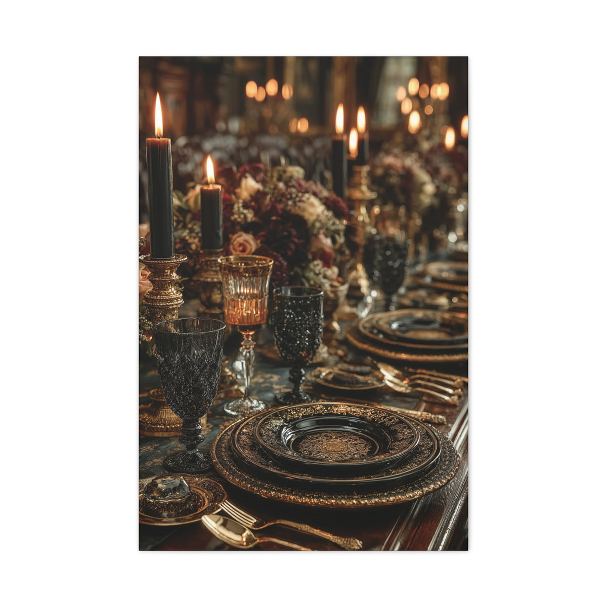 Candlelit Luxury Dinner Table Wall Art & Canvas Print