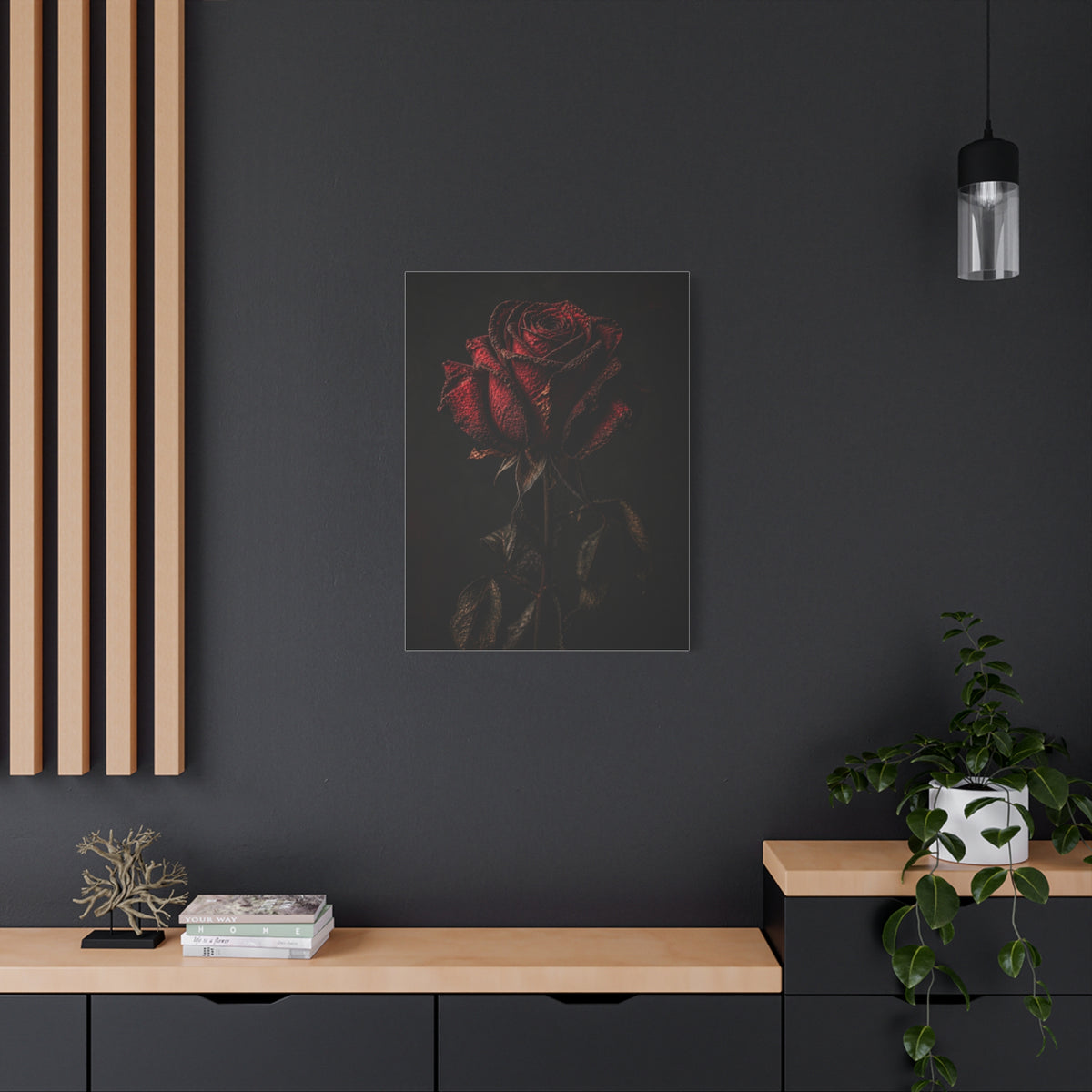 Dark Crimson Rose Still Life Wall Art & Canvas Print