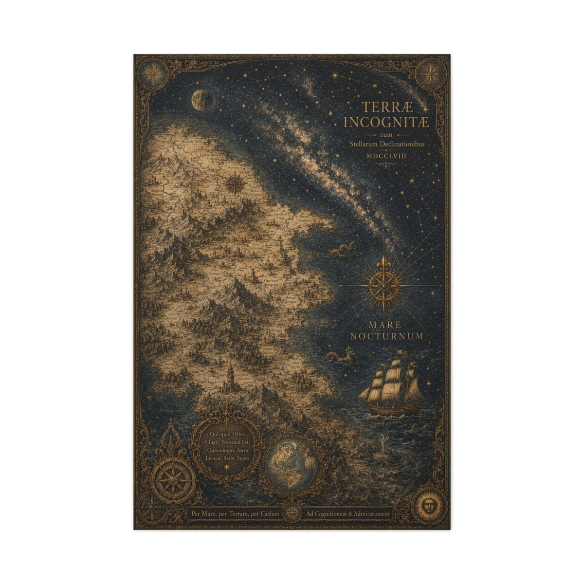 Antique Celestial Cartography Map Wall Art & Canvas Print