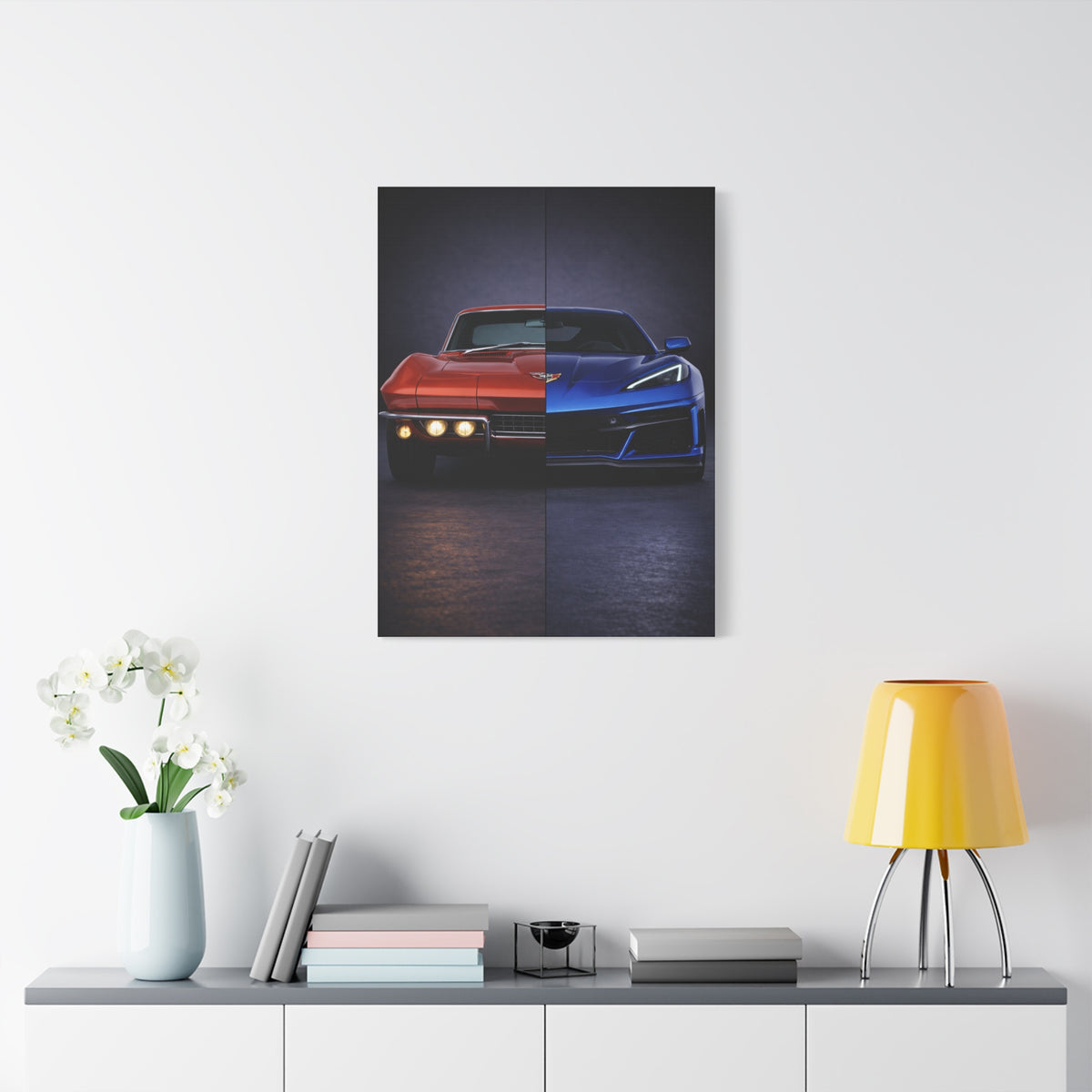 Corvette Performance Evolution Split C2 vs C8 Wall Art & Canvas Prints
