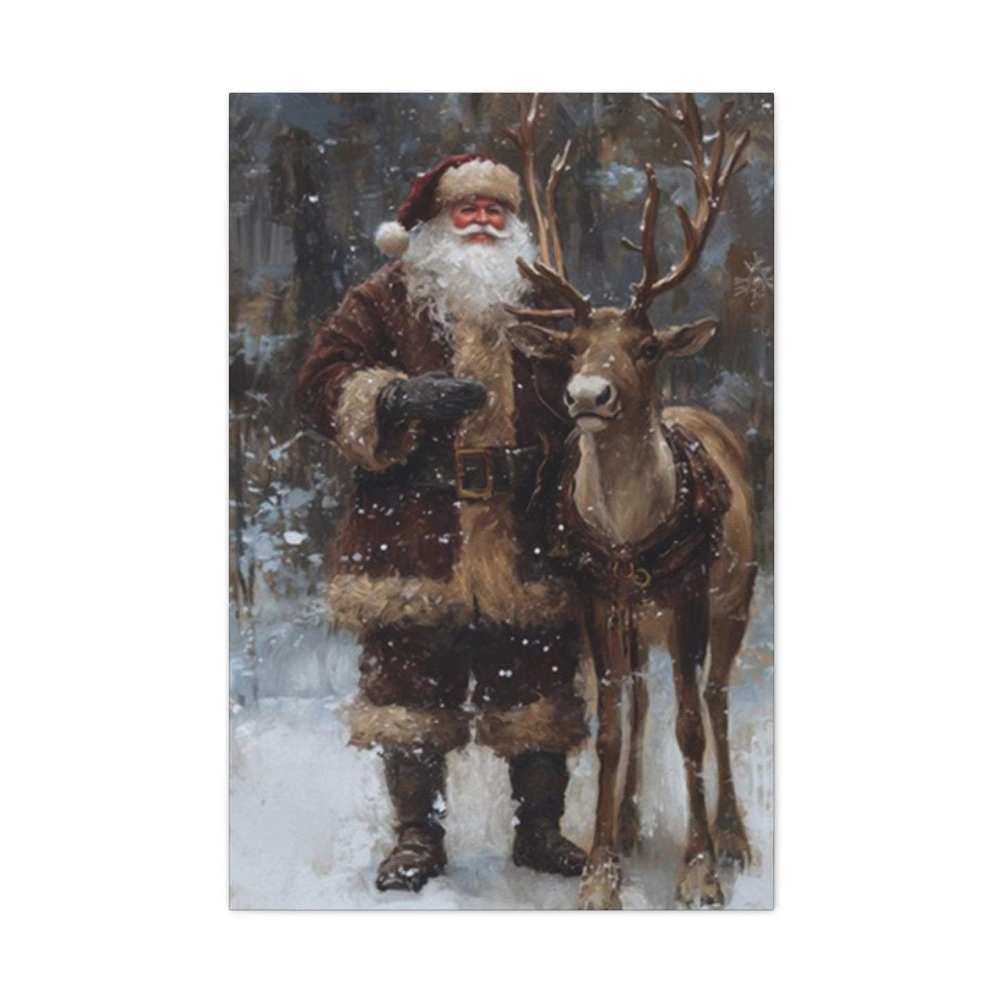 Santa Claus And Reindeer Photo Wall Art & Canvas Prints