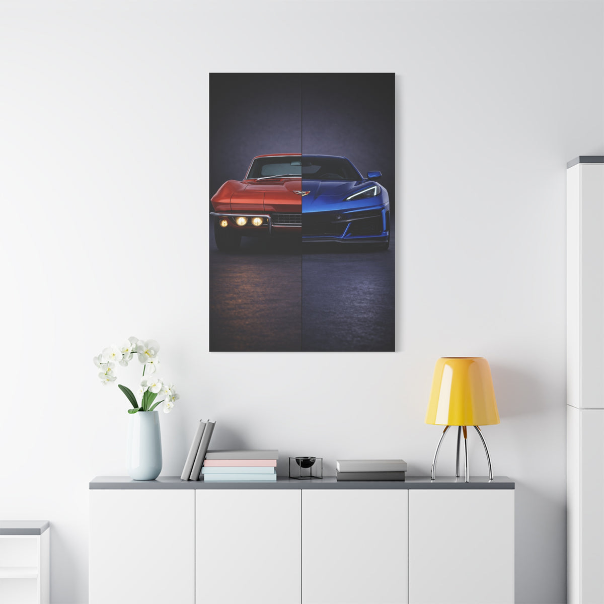 Corvette Performance Evolution Split C2 vs C8 Wall Art & Canvas Prints