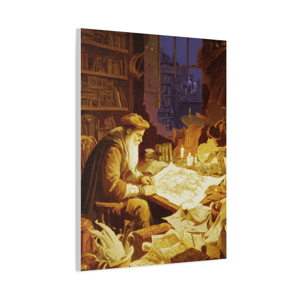 Leonardo da Vinci Working in His Workshop Wall Art & Canvas Print