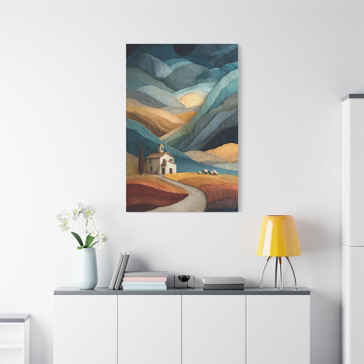 Abstract Farmhouse Landscape Composition Wall Art & Canvas Print