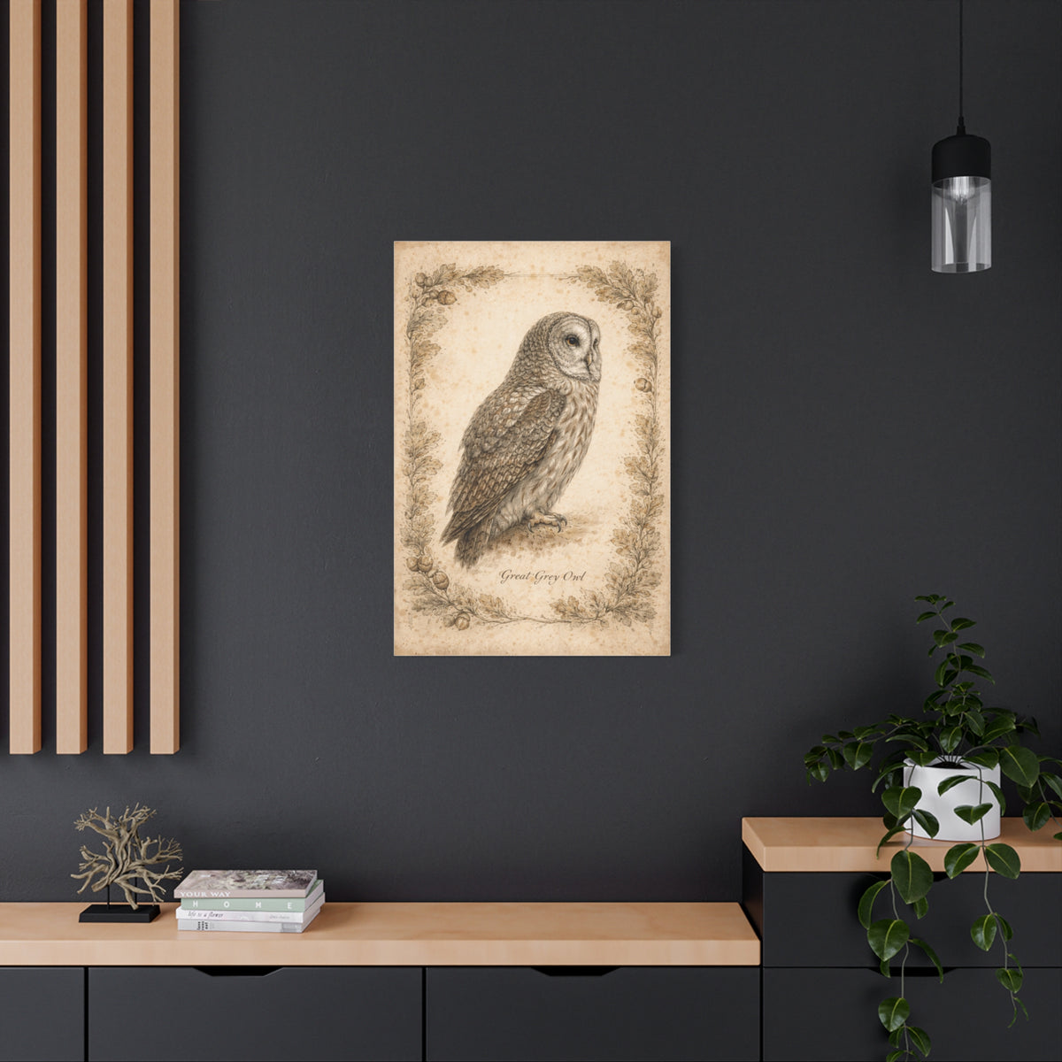 Antique Natural History Owl Study Wall Art & Canvas Print