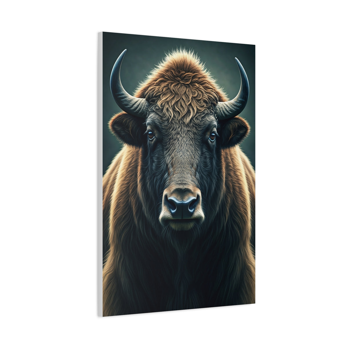 American Bison Frontal Portrait with Dramatic Overcast Lighting Wall Art & Canvas Print