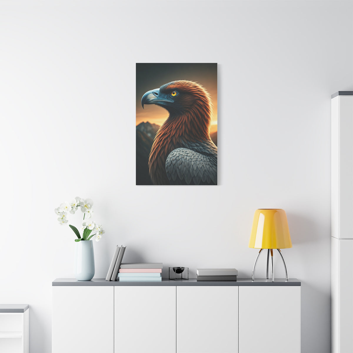 Golden Eagle with Vibrant Sunset Background Wall Art & Canvas Prints