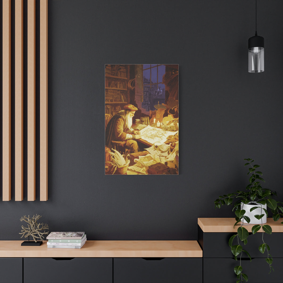 Leonardo da Vinci Working in His Workshop Wall Art & Canvas Print