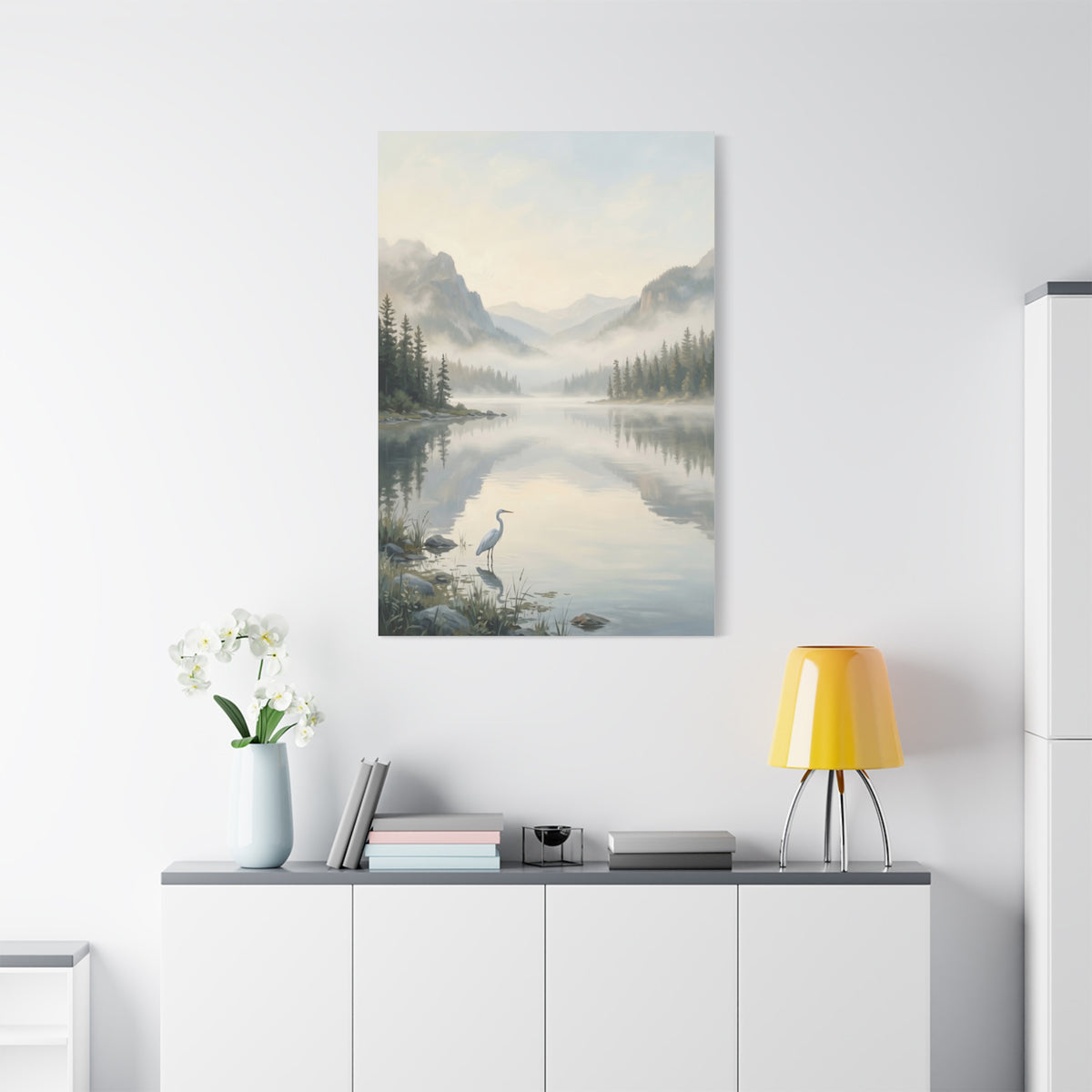 Be Still Mountain Lake Scripture Wall Art & Canvas Print