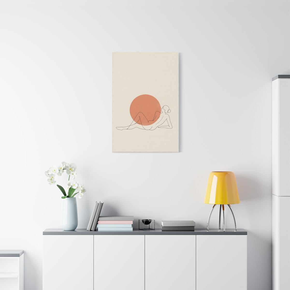 Reclining Line Figure Sun Composition Wall Art & Canvas Print