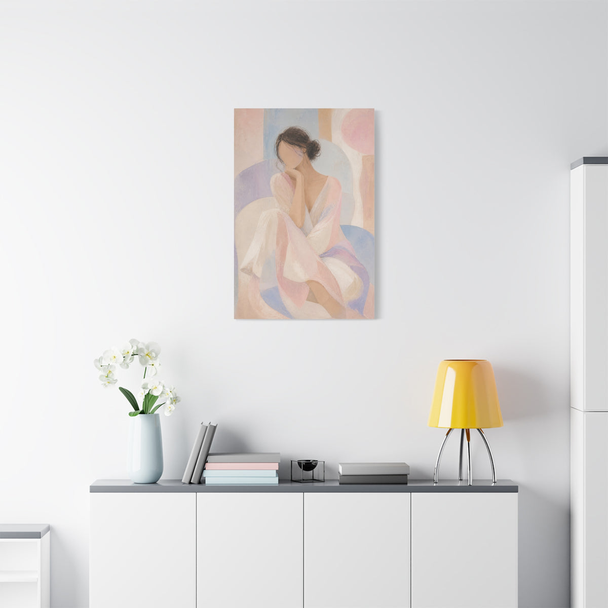 Seated Figure in Pastel Tones Wall Art & Canvas Print