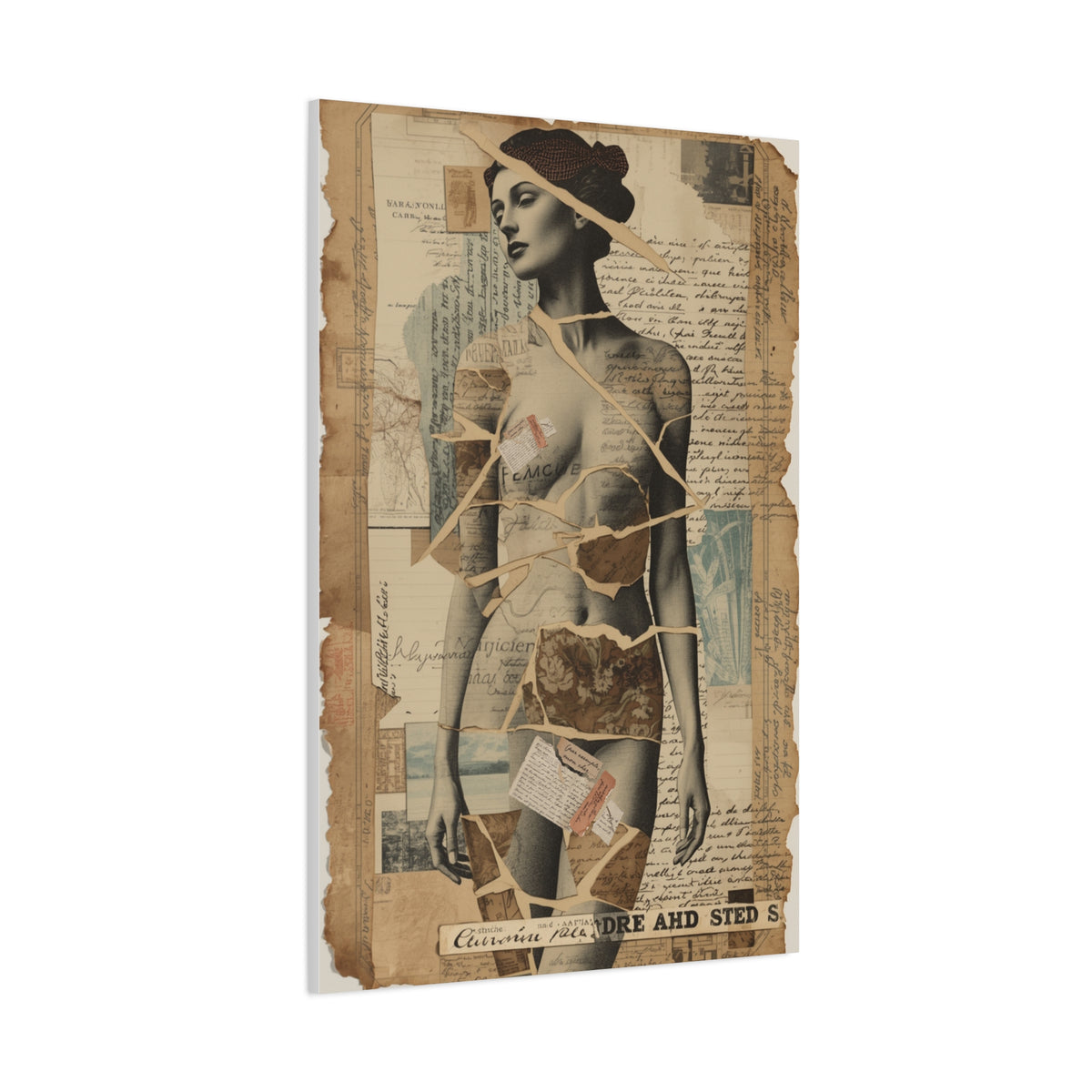 Mixed Media Collage Figure Wall Art & Canvas Print