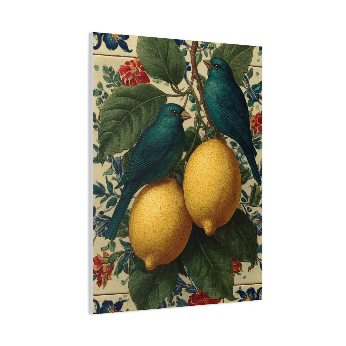 Italian Lemon & Birds Decorative Kitchen Wall Art & Canvas Print