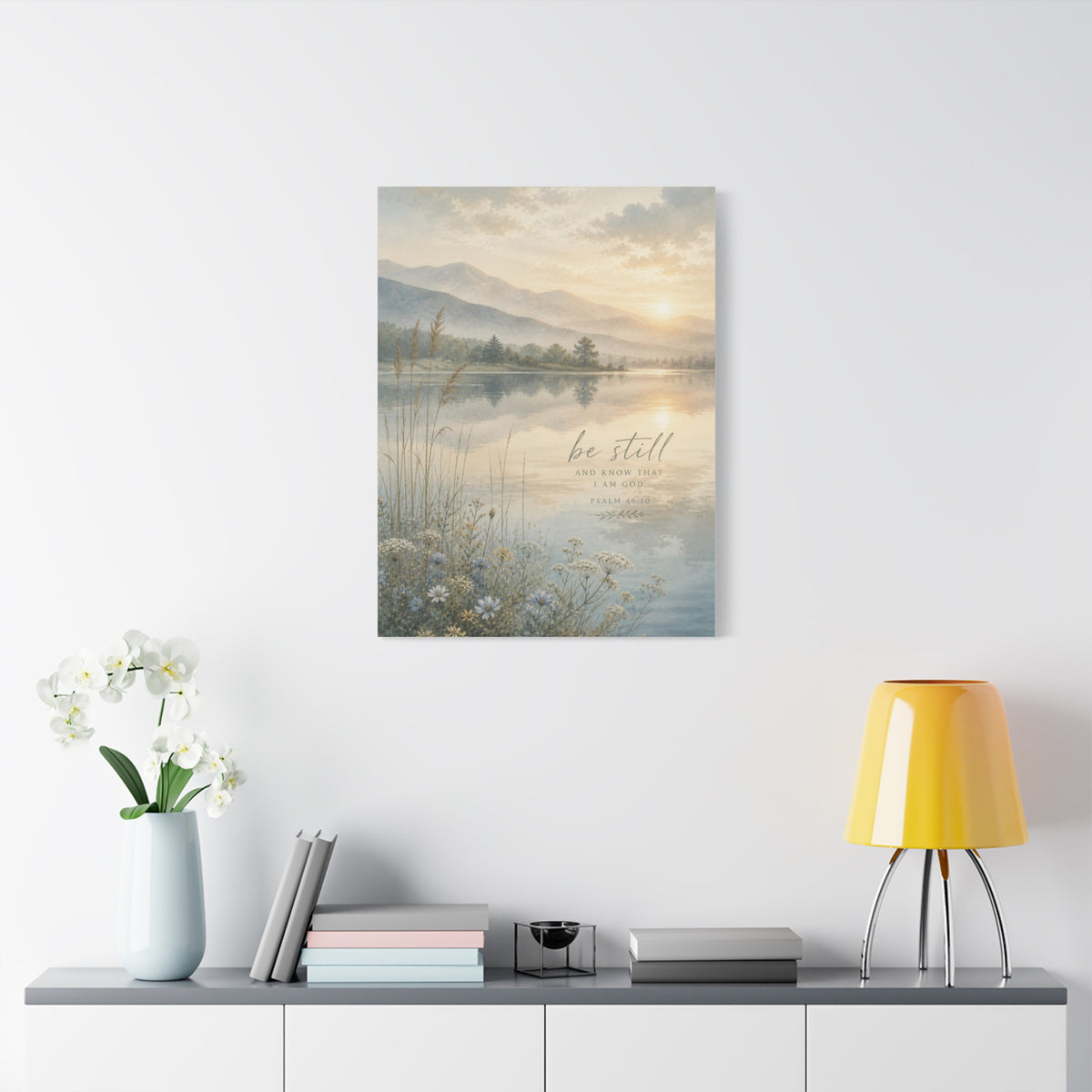 “Be Still” Sacred Lake Landscape Wall Art & Canvas Print